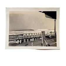 Vtg B&W Original 1940 Photo Boardwalk at Redondo Beach California Waves Snapshot picture