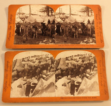(2) Alaska Gold Rush Stereoview Photos Miners Dyea Trail Miner's Friend Keystone picture