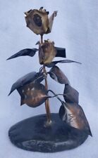 Old Vintge Handmade Copper And Brass Metal Art Roses Flower Sculpture picture