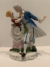 Vintage Porcelain Dresden Lace Style Dancing Colonial Figurine Couple 12