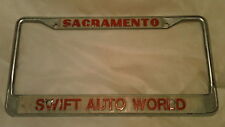 Sacramento CA Swift Auto World Dealership License Plate Frame Tag Metal Embossed picture