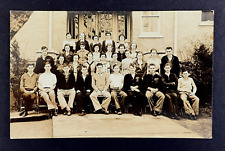1910s Small Rural Middle School Students Class Portrait Antique RPPC Postcard picture