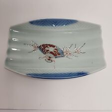 BEAUTIFUL VINTAGE JAPANESE SOAP DISH WITH FLORAL/ FAN PATTERN Blue Hues picture