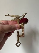 Vintage Victorian Style Brass Sewing Bird Clamp W/ Red Pin Cushion Collection picture