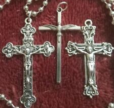 4 Lot:Sterling Silver Filled Holy Trinity Spirit Crucifix Pendant Cross+Necklace picture