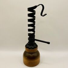 Wood & Wrought Iron Adjustable Spiral Courting Taper Candle Holder picture