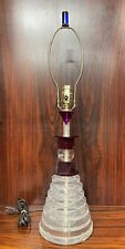 Vintage Stacked Lucite Geometric Shapes Triangle Purple Table Lamp Post Modern picture