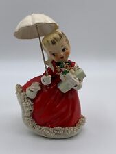 Vtg 1956 Napco Christmas Shopper Girl Spaghetti AX1697A Figurine w/ Parasol READ picture