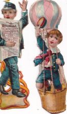 Vintage Antique Victorian or Later Die Cut Scrap -Boy's with Newspaper Balloon picture