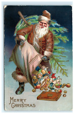 1907 Brown Robe Gifts Santa Claus Early Postcard View picture