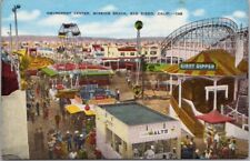 c1940s SAN DIEGO, California Postcard MISSION BEACH Amusement Park View - Linen picture