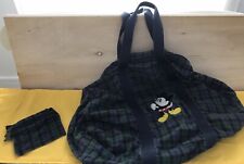 Disney Mickey Mouse Large Vintage Blue And Green Plaid Duffle Bag picture