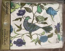 Vtg Fieldcrest PEACOCK & FLOWERS Twin FLAT Sheet FINE COMBED Cotton RARE DESIGN picture