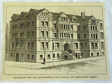 small 1883 magazine engraving ~ MANHATTAN EYE & EAR HOSPITAL, NYC picture