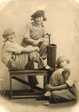 Vintage Photograph of Three Young Golfer Women in Overalls Portrait Golf Sports picture