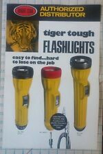 VINTAGE 1970s BRIGHT STAR TIGER TOUGH FLASHLIGHTS POSTER SIGN ADVERTISING NOS picture
