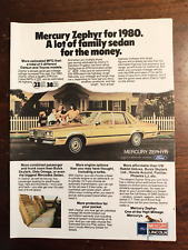 1980 Mercury Zephyr Vintage Magazine AD Family and Picket Fence Scene picture