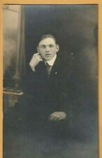 Antique Real Picture Postcard Young Handsome Male Model, Rings, Suit, Slick Hair picture