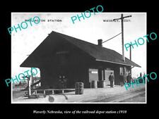 OLD LARGE HISTORIC PHOTO OF WAVERLY NEBRASKA THE RAILROAD DEPOT STATION c1910 picture