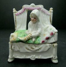 Antique Conta & Bochme 1870's Porcelain Fairing Box Girl on Bed picture