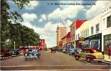 Lakeland, FL Florida  MAIN STREET SCENE Butlers Shoes~Devoe Paint LINEN Postcard picture