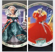1995 & 1988 Vtg Christmas Holiday Barbie Collector Plates Enesco Barbiecore picture