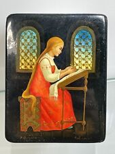 Vintage Fedoskino Russian Lacquer Box Signed Tale Dead Princess 7 Bogatyrs Knigh picture