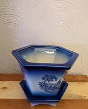 Antique Staffordshire Romantic Flo Blue Planter and Stand picture