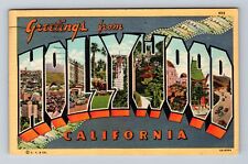 Hollywood CA-California, Scenic LARGE LETTER GREETINGS Vintage c1947 Postcard picture