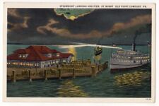 Old Point Comfort Virginia c1920's Steamboat Landing and Pier, Night view picture