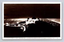 1940 RPPC Postcard Los Angeles CA California Night View Griffith Observatory picture