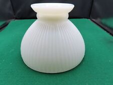 VINTAGE HEAVY RIBBED WHITE MILK GLASS LAMP SHADE 8” DIA. picture