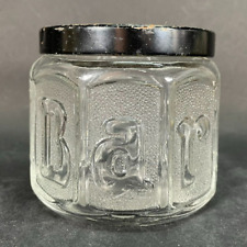 Vintage BARBASOL Octagonal Glass Jar Embossed Letters Metal Lid picture