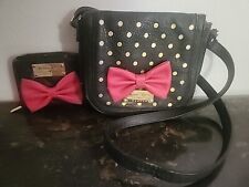 Disney Minnie Mouse Crossbody & wallet Black With Bow & Polka Dots  picture