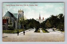 Omaha NE-Nebraska, Capitol Avenue West From 17th Street, Vintage c1911 Postcard picture