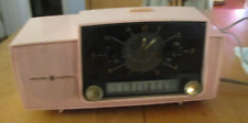 1957 Pink General Electric  Model C-416 Tube AM Clock Radio Atomic Mid Century picture