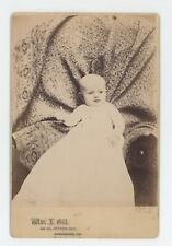 Antique Circa 1880s Cabinet Card Adorable Baby in White Dress Lancaster, PA picture
