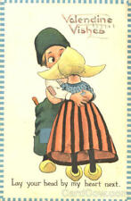 Dutch Children 1913 Valendine Wishes Antique Postcard 1C stamp Vintage Post Card picture