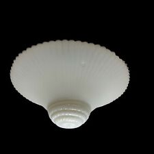 VINTAGE CEILING LIGHT LAMP SHADE GLOBE White with Pale Blue Tint Edge #153 picture