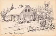 Drawing of a House on Cape Cod by E Young - Massachusetts MA - Postcard picture