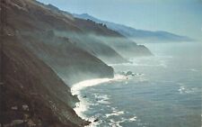 Postcard CA Rugged California Coast Misty View Along U.S. Highway 1 Surf Waves picture