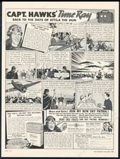 1937 Capt Frank Hawks photo & comic strip art Post 40 Bran Flakes print ad picture