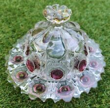 Antique Glass w/ Purple EAPG Domed Butter/Cheese Dish Bulls Eye Daisy Kitchen picture