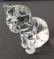 Vintage Glass Cat Figurine Clear Kitty Paperweight 4