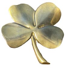 VINTAGE Gerity 24K Gold Plated Four Leaf Clover Shamrock Paperweight Decor 4.75