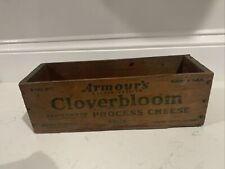VINTAGE Wood Cheese Box ARMOUR'S CLOVERBLOOM Process Colored American Cheese 5lb picture