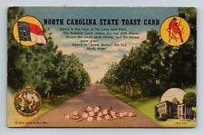Vintage Linen postcard posted 1952 NORTH CAROLINA STATE TOAST CARD 5.5x3.5 inch picture