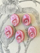 Set of 5 Antique Pink Ceramic Buttons - Fashion - Vintage - Designer picture