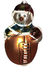 Snowman in Football￼ Christmas Ornament Blown Glass picture