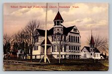 Enumclaw Washington WA School House & Presbyterian Church ANTIQUE Postcard picture